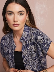 Long Tall Sally Blue Tile Button Shirt - Image 4 of 5