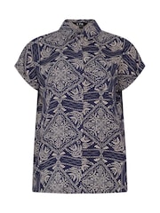 Long Tall Sally Blue Tile Button Shirt - Image 5 of 5