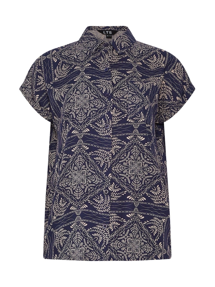 Long Tall Sally Blue Tile Button Shirt - Image 5 of 5