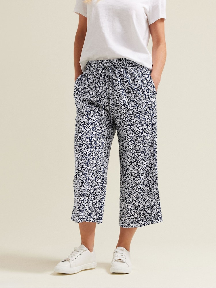 M&Co Blue Petite Rayon Culotte Trousers - Image 2 of 6