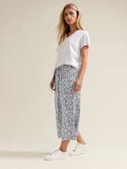 M&Co Blue Petite Rayon Culotte Trousers - Image 3 of 6