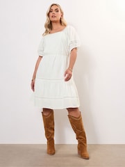 Yours Curve White Western Smock 100% Cotton Dress - Image 2 of 5
