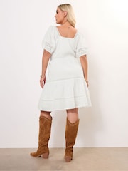 Yours Curve White Western Smock 100% Cotton Dress - Image 3 of 5