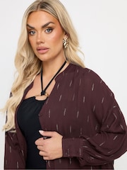Yours Curve Brown Stand Collar Beach Shirt - Image 2 of 6