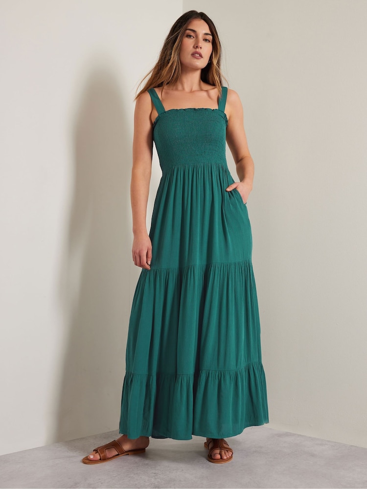 Long Tall Sally Green Strappy Tiered Dress - Image 1 of 6