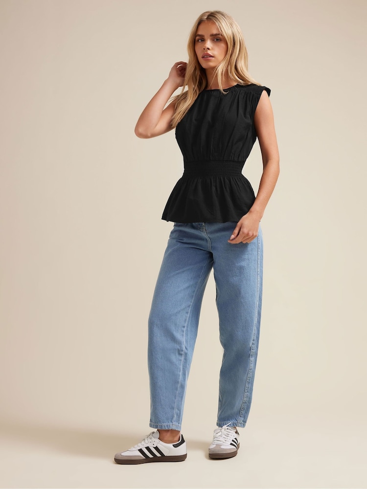 PixieGirl Petite Black Shirred Waist Sleeveless Vest - Image 2 of 5