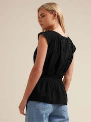 PixieGirl Petite Black Shirred Waist Sleeveless Vest - Image 3 of 5