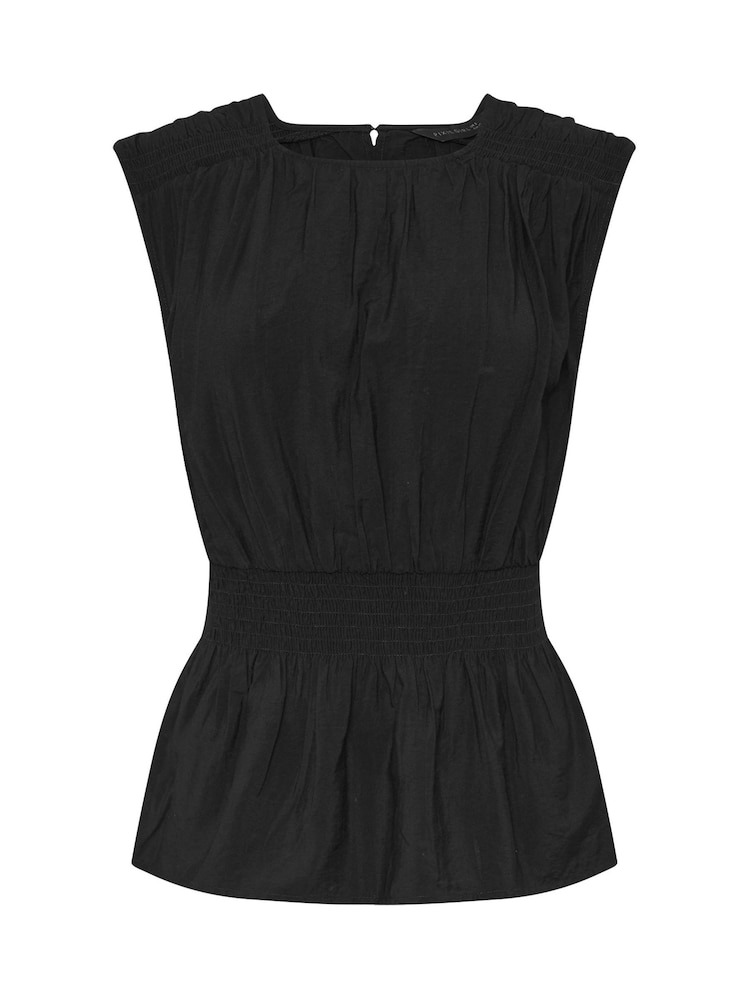 PixieGirl Petite Black Shirred Waist Sleeveless Vest - Image 5 of 5