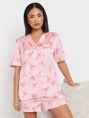 PixieGirl Petite Pink Satin Lobster Shirt & Shorts Set - Image 1 of 6