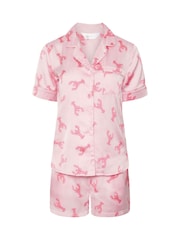 PixieGirl Petite Pink Satin Lobster Shirt & Shorts Set - Image 6 of 6