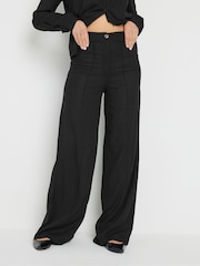 Long Tall Sally Black Pleat Front Linen Trousers - Image 2 of 4