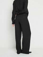Long Tall Sally Black Pleat Front Linen Trousers - Image 3 of 4