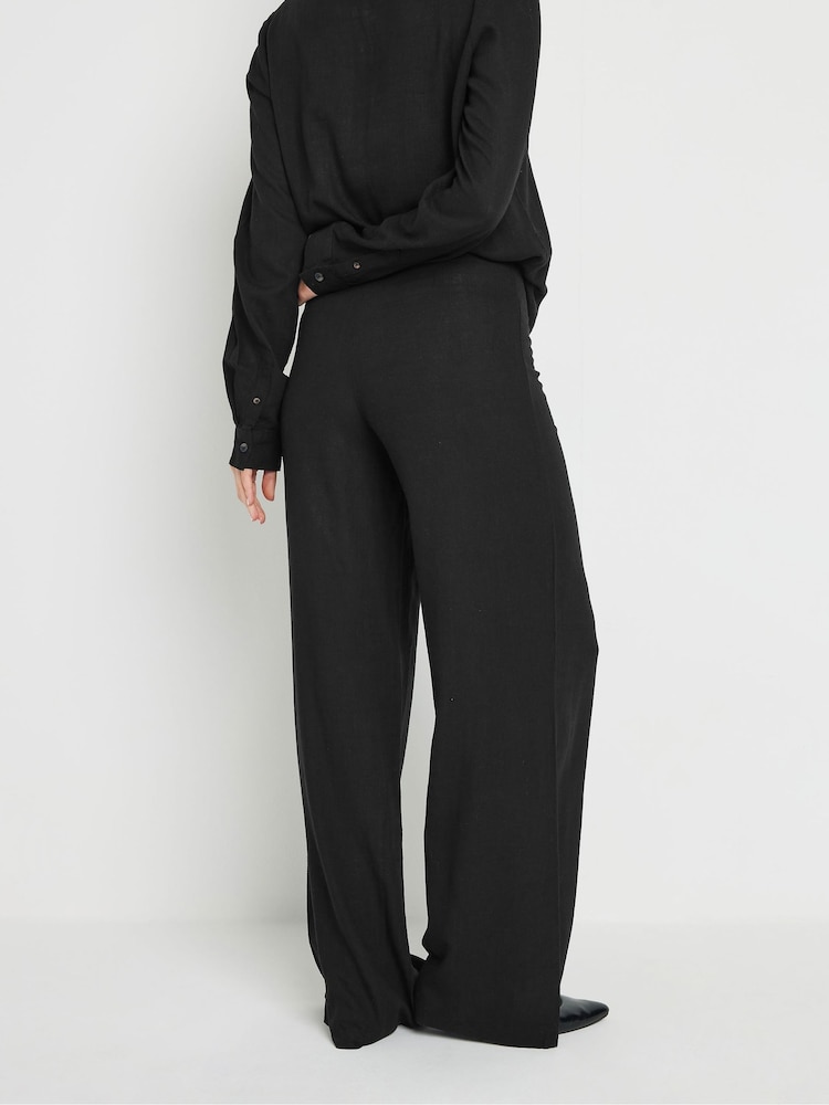 Long Tall Sally Black Pleat Front Linen Trousers - Image 3 of 4