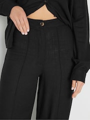 Long Tall Sally Black Pleat Front Linen Trousers - Image 4 of 4