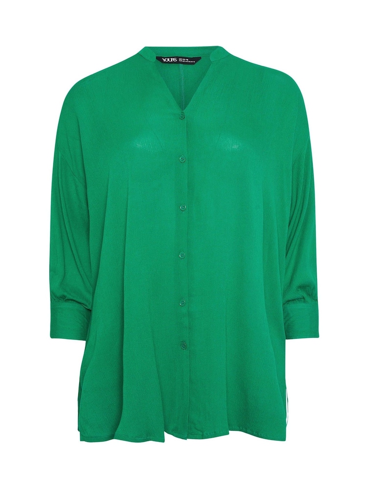 Yours Curve Green Stand Collar Beach Shirt - Image 6 of 6