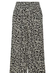 Yours Curve Black Shirred Waist Wide Leg Trousers - Image 5 of 5