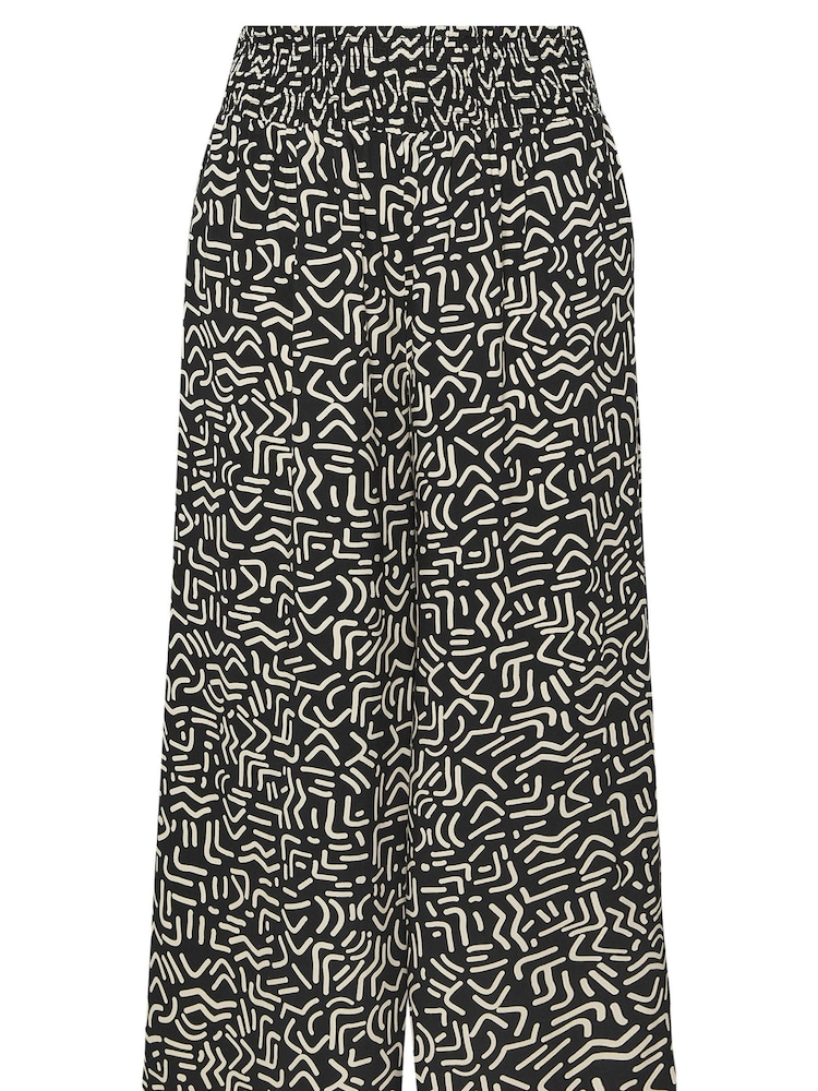Yours Curve Black Shirred Waist Wide Leg Trousers - Image 5 of 5