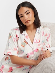 PixieGirl Petite Satin Western Boot Shirt And Shorts Set - صورة 4 من 5