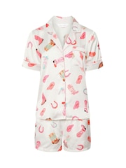 PixieGirl Petite Satin Western Boot Shirt And Shorts Set - صورة 5 من 5