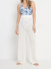 Long Tall Sally White Pointelle Knit Trousers - Image 2 of 5