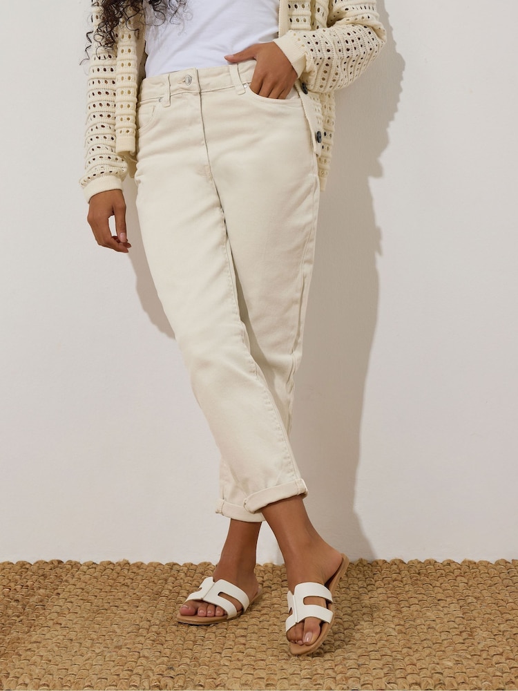 M&Co Natural Petite Mom Jeans - Image 1 of 4