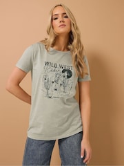 Long Tall Sally Natural Western Placement Print 100% Cotton T-Shirt - Image 2 of 6