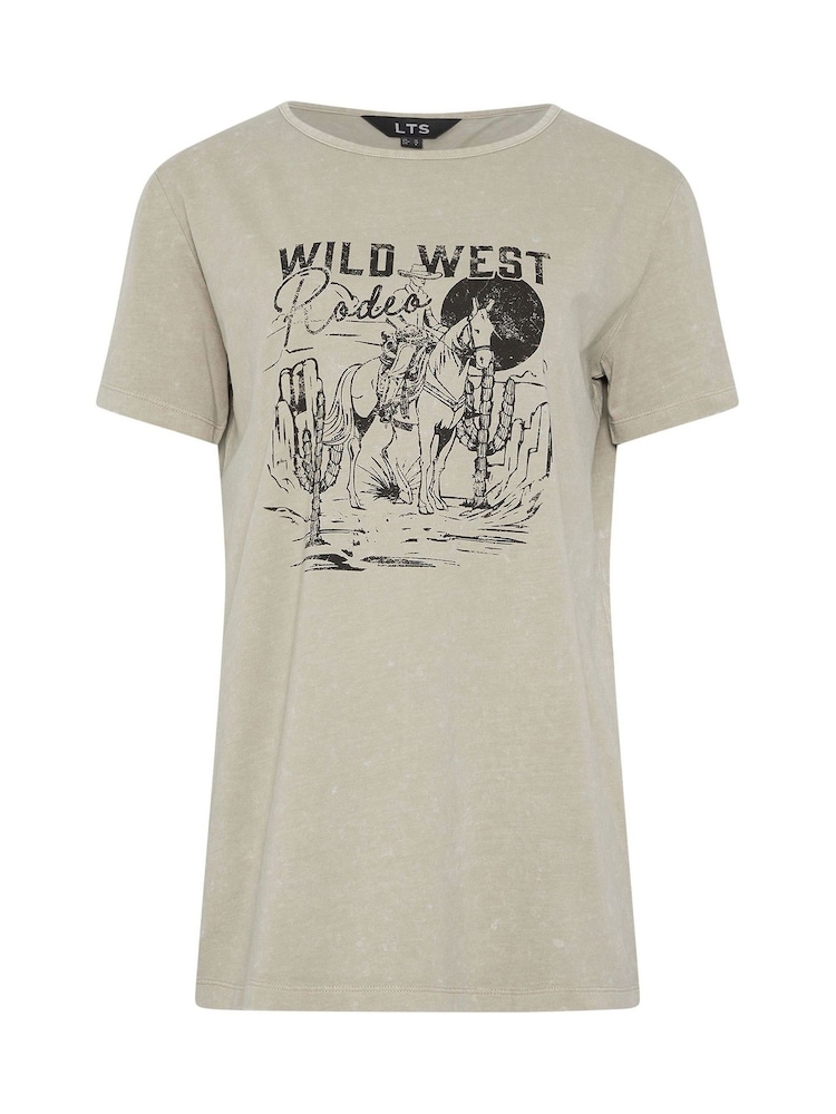 Long Tall Sally Natural Western Placement Print 100% Cotton T-Shirt - Image 6 of 6