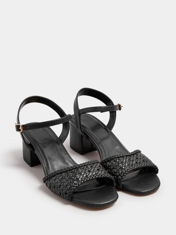 Long Tall Sally Black Woven Block Heel Sandals - Image 2 of 3