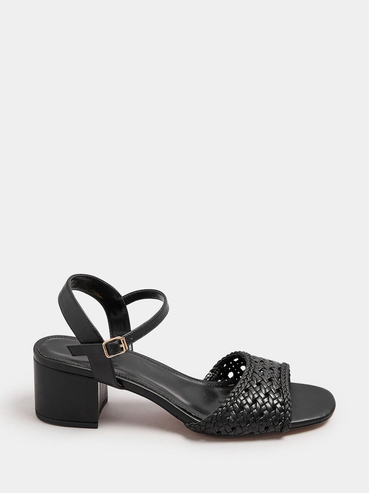 Long Tall Sally Black Woven Block Heel Sandals - Image 3 of 3