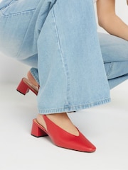 Long Tall Sally Red Slingback Mid Block Shoes - Image 1 of 5