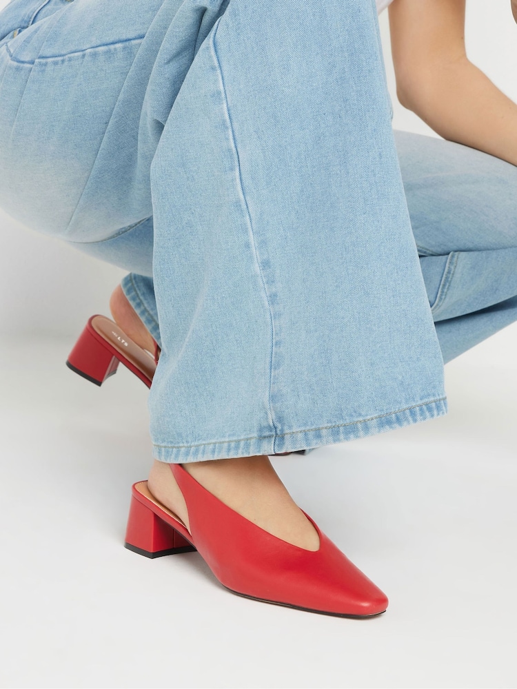 Long Tall Sally Red Slingback Mid Block Shoes - Image 1 of 5