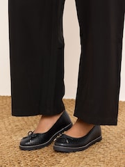 Yours Curve Black Wide Fit Woven Ballet Pumps - Image 1 of 6