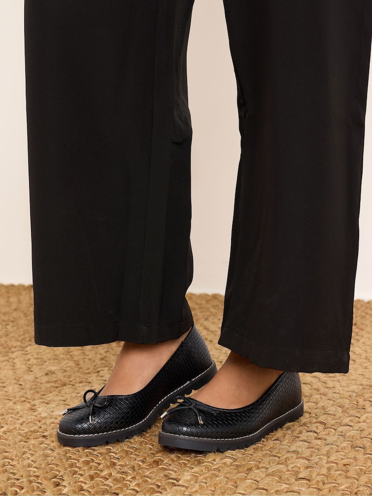 Yours Curve Black Wide Fit Woven Ballet Pumps - Image 1 of 6