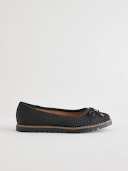Yours Curve Black Wide Fit Woven Ballet Pumps - Image 2 of 6