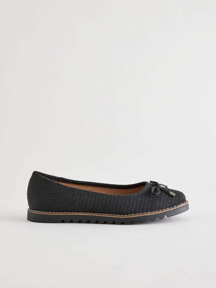 Yours Curve Black Wide Fit Woven Ballet Pumps - Image 2 of 6