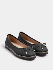 Yours Curve Black Wide Fit Woven Ballet Pumps - Image 3 of 6