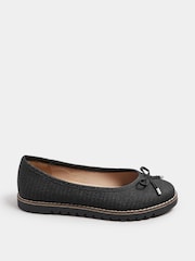 Yours Curve Black Wide Fit Woven Ballet Pumps - Image 4 of 6