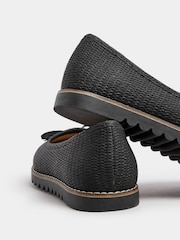 Yours Curve Black Wide Fit Woven Ballet Pumps - Image 5 of 6