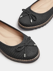Yours Curve Black Wide Fit Woven Ballet Pumps - Image 6 of 6
