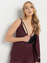 Long Tall Sally Purple Pointelle Knitted Camisole - Image 4 of 5