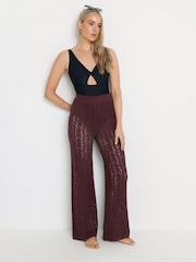 Long Tall Sally Purple Pointelle Knit Trousers - Image 1 of 5