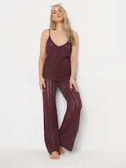 Long Tall Sally Purple Pointelle Knit Trousers - Image 4 of 5