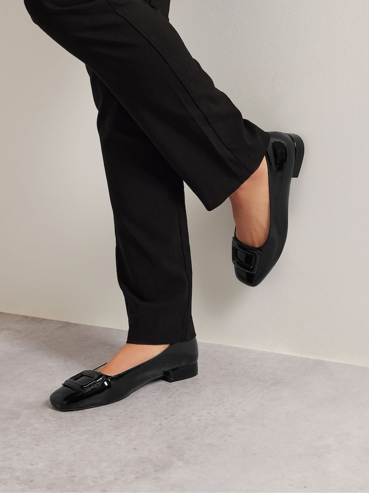 Long Tall Sally Black Square Toe Patent Shoes - Image 1 of 5