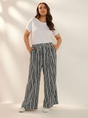 Yours Curve Black Textured Wide Leg Trousers - Image 2 of 5
