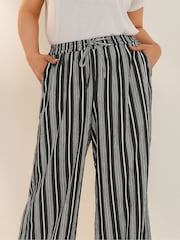 Yours Curve Black Textured Wide Leg Trousers - Image 4 of 5