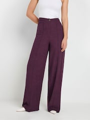 Long Tall Sally Purple Pleat Front Linen Trousers - Image 2 of 4