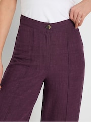 Long Tall Sally Purple Pleat Front Linen Trousers - Image 4 of 4