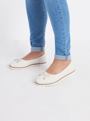 Yours Curve White Wide Fit Woven Ballet Pumps - Image 1 of 6