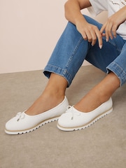Yours Curve White Wide Fit Woven Ballet Pumps - Image 2 of 6