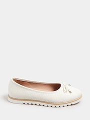 Yours Curve White Wide Fit Woven Ballet Pumps - Image 3 of 6